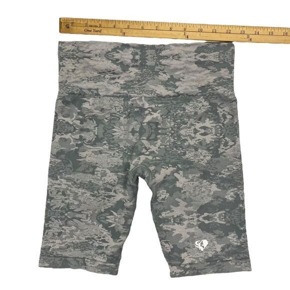 Womens Best Camo Seamless Cycling Shorts Womens S Grey Athletic Stretchy Pull On - Picture 5 of 7